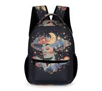 WECECE Moon Stars Rucksack School Kids Ages 10-13 Years Older Kids Colourful Clouds Backpack Year 5-8 Students Durable School Bag 43x32x15cm for Birthday Gift Books Notebooks