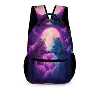 WECECE Moon Wolves Backpack Kindergarten to Primary Kids Primary for Boys 6-10 Years Wolf Bookbag for Girls Year 2 Lightweight Printed School Bag Books Water Bottle Class Daily Use