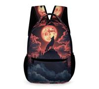 WECECE Moon Wolves Backpack Preschool Primary Kids Primary for Boys Age 7 Wolf School Backpack for Girls Year 1 Lightweight Durable Daypack Books Bottle Umbrella Spring Outing Travel