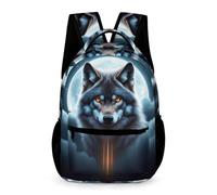 WECECE Moon Wolves School Backpack Kindergarten Primary Kids for Boys 8-12 Years Wolf Rucksack for Girls Year 3 Lightweight Printed Backpack Books Bottle Umbrella Outdoor Day Trips