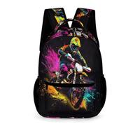 WECECE Moto School Backpack Children for Boys 6-10 Years Motorcycle Rucksack for Girls Year 3 Primary Kids Lightweight with Side Pockets Bookbag Daily Items Bottle Outdoor Day Trips