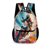 WECECE Motocross School Backpack Children Age 8 Primary Kids Moto Book Bag Year 3 Students Lightweight Durable Daypack Rucksack 43x32x15cm for Back to School Gift Books Notebooks