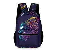WECECE Motorcycle School Bag Year 6 Primary Kids Students for Boys and Girls 10-13 Years Moto Rucksack Class 1-4 Lightweight Printed Daypack Books Bottle Umbrella Outdoor Day Trips