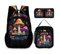 WECECE Mushroom Backpack Set with Lunch Tote and Pencil Case for Students Age 7, Plant Theme Backpack School Supplies Bundle Year 6 for Girls Birthday Gift School Supplies and Travel Use