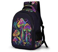 WECECE Mushroom Motif School Backpack Boys Primary to Secondary Plant Theme School Backpack Kids Age 12 Trendy Bookbag Students 13.3 Inch Laptop Rucksack Spring Outing