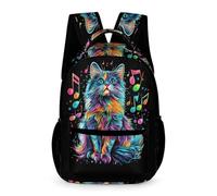 WECECE Musical Note Cat Daypack Primary for Boys Girls 6-12 Years Cute Kitten School Bag Year 5 Durable Daily Rucksack Books Stationery Bottle Travel Outdoor Daily Use
