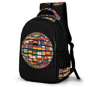 WECECE National Flag Backpack Girls Age 16 World Map Pattern Daypack Boys Primary School Modern Book Bag for Kids and Teens Day Trips Spring Outing Autumn Trip Daily Use