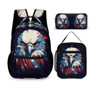 WECECE Owl Book Pack with Lunch Bag and Pencil Case for Kids Age 10, Bird Theme Bookbag with Pencil Case and Lunch Bag Year 4-6 for Boys Back to School Gift Learning Essentials