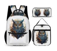 WECECE Owl Bookbag School Supplies Bundle for Girls Age 8, Bird Theme Bookbag Year 3 for Primary Students Back to School Gift and Learning Essentials