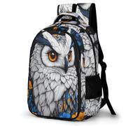 WECECE Owl Motif School Backpack Kids Primary to Secondary Bird Pattern Book Bag Students Age 14 Fashion Backpack Daypack Students 13.3 Inch Laptop Rucksack Spring Outing