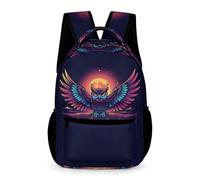WECECE Owl Pattern Rucksack Young Students Age 13 Older Kids Bird Illustration School Backpack Year 8 Boys Girls Stylish Bookbag 43x32x15cm for Study Travel Books Notebooks
