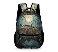WECECE Owl School Backpack Children Age 8 Primary Kids Bird Theme Book Bag Year 3 Students Lightweight Durable Daypack Rucksack 43x32x15cm for Back to School Gift Books Notebooks