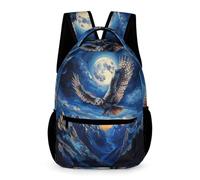 WECECE Owl School Backpack Kids and Teens Age 9 Primary Kids Bird Moon Motif Book Bag Year 4 Students Lightweight Daypack Rucksack 43x32x15cm for Day Trips Travel Books Notebooks