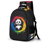 WECECE Panda Pattern Rucksack Students Secondary School Animal Illustration Backpack Boys Ages 8-12 Fashion Backpack Bookbag Students 13.3 Inch Laptop Rucksack Autumn Trip