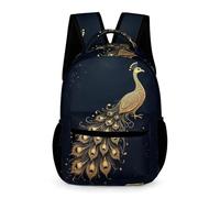 WECECE Peacock Backpack Boys and Girls Age 13 Older Kids Animal Peacock Rucksack Year 8 Kids Lightweight Durable School Bag Bookbag 43x32x15cm for Books and Notebooks Daily Study