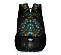 WECECE Peacock Design School Backpack Preschool Kids Primary for Boys and Girls Age 8 Animal Backpack Years 1-2 Durable Daily Rucksack Books Stationery Bottle Outdoor Day Trips
