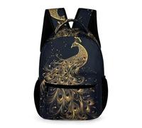 WECECE Peacock Motif Backpack Boys Girls Age 12 Older Kids Animal Design Rucksack Year 7 Students Everyday School Bag Bookbag 43x32x15cm for Travel Daily Use Books Notebooks