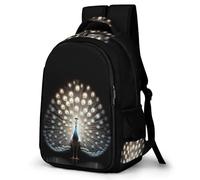 WECECE Peacock Motif Backpack School Bags for Girls Boys,Durable Casual Basic Animal Backpack for Students Teenage Satchel Heavy Duty