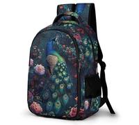 WECECE Peacock Motif Rucksack Children Ages 8-11 Peacock Backpack Teens Junior School Durable Bookbag for Kids and Teens Birthday Gift Spring Outing Autumn Trip Daily Use