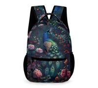 WECECE Peacock Motif School Backpack Boys Girls Age 7 Primary Kids Peacock Book Bag Year 2 Children Modern Daypack Rucksack 43x32x15cm for Spring Outing Daily Use Books Notebooks