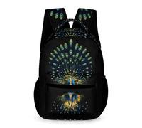 WECECE Peacock Print Book Bag Children Age 12 Older Kids Animal Motif School Bag Year 7 Students Lightweight Backpack Daypack 43x32x15cm for Back to School Gift Books Notebooks