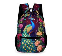 WECECE Peacock School Backpack Kindergarten Primary Kids Students for Boys and Girls 7-11 Years Animal Backpack Year 6 with Front Pocket Bookbag Books Water Bottle School Trips Travel