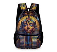 WECECE Pharaoh of Egypt Book Bag Girls Age 10 Students Egyptian Pharaoh School Bag Year 5 Boys Modern Backpack Daypack 43x32x15cm for Autumn Trip Outdoor Books Notebooks