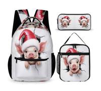 WECECE Pig Backpack School Supplies Bundle for Kids Age 6, Animal Piglet 3D Schoolbag School Supplies Bundle Year 1-2 for Boys Camping Holidays Outdoor Activities and Learning Sessions