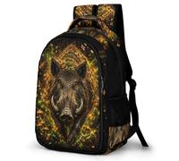 WECECE Pig Motif School Backpack for Girls Ages 7-13 Durable Wild Boar School Bag Teens Year 8 Bookbag Kids and Teens 16.5 Inch Laptop Backpack Spring Outing