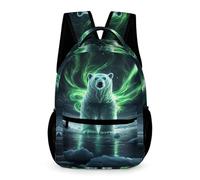 WECECE Polar Bear Aurora Design Rucksack Boys Age 10 Students Animal Print Backpack Year 5 Girls Everyday School Bag 43x32x15cm for Daily Lessons Books Notebooks