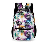 WECECE Primary for Boys Girls Cute Raccoons Motif Backpack Age 13 Animal Colourful School Backpack Years 2-5 Lightweight Daypack Daily Items Class Daily Use