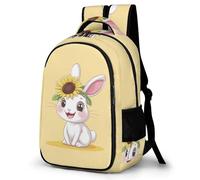 WECECE Rabbit Pattern Rucksack for Kids Age 11 Fashion School Bag Cute Bunny Motif Bookbag Girls Year 7 School Bag Kids and Teens 15.6 Inch Laptop Backpack Spring Outing