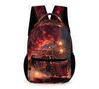 WECECE Railway Train Backpack Kindergarten to Primary Kids for Boys Girls Age 9 Train Bookbag Year 6 Durable with Side Pockets School Bag Books Bottle Umbrella Outdoor Day Trips