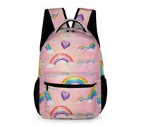 WECECE Rainbow Printed Bookbag for Boys and Girls 10-13 Years Colourful Backpack Year 2 Primary Kids Lightweight Printed Rucksack Books Bottle Umbrella School Trips Travel