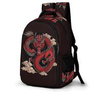 WECECE Red Dragon School Backpack for Boys Kindergarten School Bag Pack Big Capacity Shoulder Bag Junior Rucksack Animal Motif