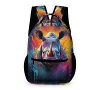 WECECE Rhinoceros Backpack Kids and Teens Age 7 Primary Kids Animal Pattern Daypack Year 2 Students Everyday School Bag Rucksack 43x32x15cm for Day Trips Travel Books Notebooks