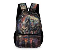 WECECE Rhinoceros Printed Backpack Kids and Teens Age 8 Primary Kids Animal Daypack Year 3 Students Everyday School Bag Rucksack 43x32x15cm for Day Trips Travel Books Notebooks