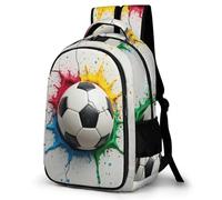 WECECE Rucksack Kids Backpack 3D Football Design Boys Children Book Pack Soccer Schoolbag with Water Bottle Holder Daypack