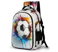 WECECE Rucksack Kids Backpack Colourful Soccer Boys Children Book Pack Football Schoolbag with Water Bottle Holder Daypack