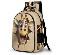 WECECE Rucksack Kids Backpack Funny Giraffe Boys Children Book Pack Animal Schoolbag with Water Bottle Holder Daypack