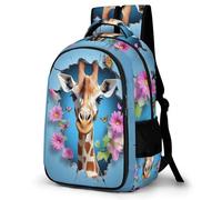 WECECE Rucksack Kids Backpack Giraffe Boys Children Book Pack Animal Schoolbag with Water Bottle Holder Daypack