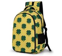 WECECE Rucksack Kids Backpack Shamrock Motif Boys Children Book Pack Clover Leaves Schoolbag with Water Bottle Holder Daypack