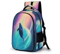 WECECE Rucksack Kids Backpack Whale Motif Boys Children Book Pack Marine Animal Schoolbag with Water Bottle Holder Daypack