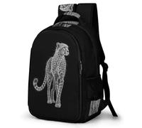 WECECE School Backpack Cheetah Trendy Students Ages 7-14 Animal Cheetah Bookbag Boys Year 6 Rucksack for Students 16.5 Inch Laptop Rucksack Back to School Gift