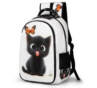 WECECE School Backpack Cute Black Cat for Kids Children Kitten Bookbag for School Girls Boys 8-13 Years Casual Daypack