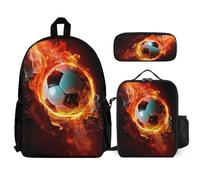 WECECE School Backpack Football 3 Piece Collection with Lunch Bag Soccer Pencil Case for Students 11-13 Years Year 6-7, Secondary Essentials for Daily Carry