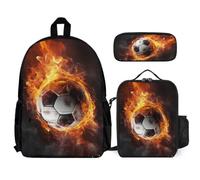 WECECE School Backpack Football School Supplies Bundle with Lunch Tote Soccer Pencil Case for Children Age 8 Year 3, Everyday Organiser for Travel and Sports Clubs