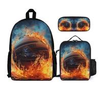 WECECE School Backpack Football Set with Lunch Tote and Pencil Case for Children Age 8, Backpack Soccer with Lunch Box Pencil Case Year 6 for Young Learners Sports Clubs and Holidays