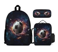 WECECE School Backpack Football with Lunch Tote Soccer and Pencil Case for Boys Girls 14-15 Years Year 9-10, Practical Carry Bundle for Outdoor Learning