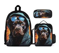 WECECE School Backpack French Bulldog 3 Piece Collection with Lunch Bag Dog Animal Pencil Case for Students 11-13 Years Year 6-7, Secondary Essentials for Daily Carry